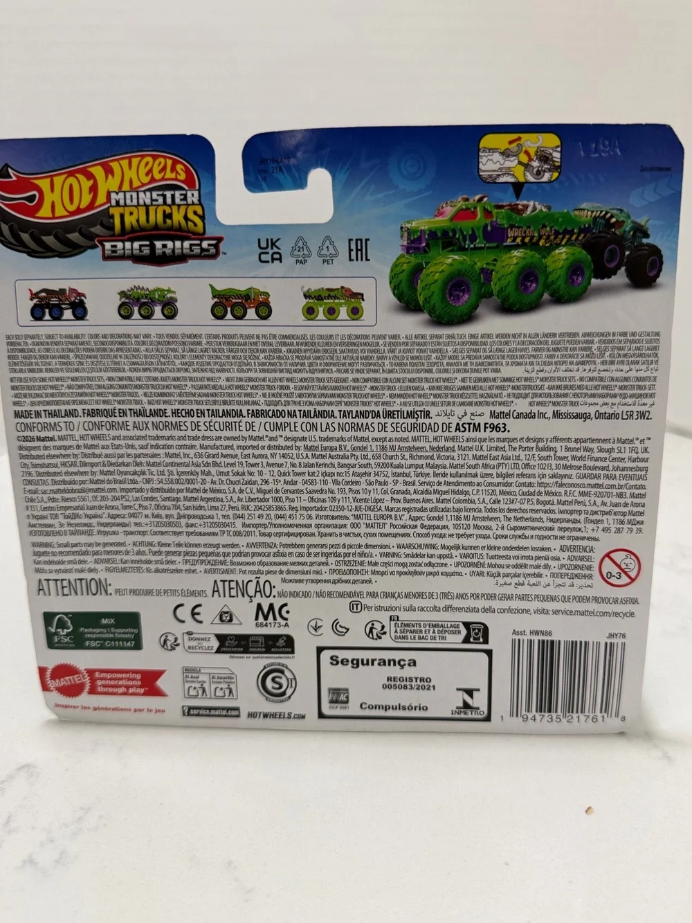Hot Wheels Monster Trucks Big Rigs Wreckin' Wolf - Green & Purple